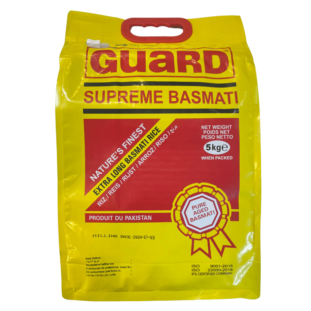 BASMATI RICE by GUARD 5kg – Premium Long Grain Aromatic Rice | ガード バスマティ米 ハラール対応 - Premium Halal Food Product
