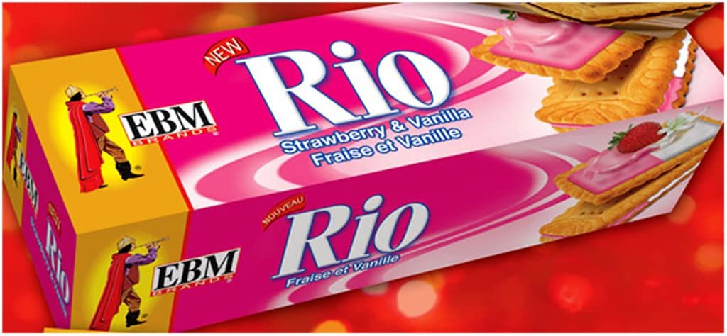 EBM RIO Strawberry & Vanilla Cream Biscuits | EBM リオ ストロベリー＆バニラクリームビスケット - Premium Halal Food Product