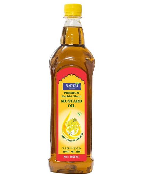 Sartaj Kachhi Ghani Mustard Oil 1L サルタージ かちがに マスタードオイル 1L | 純粋伝統コールドプレス - Premium Halal Food Product