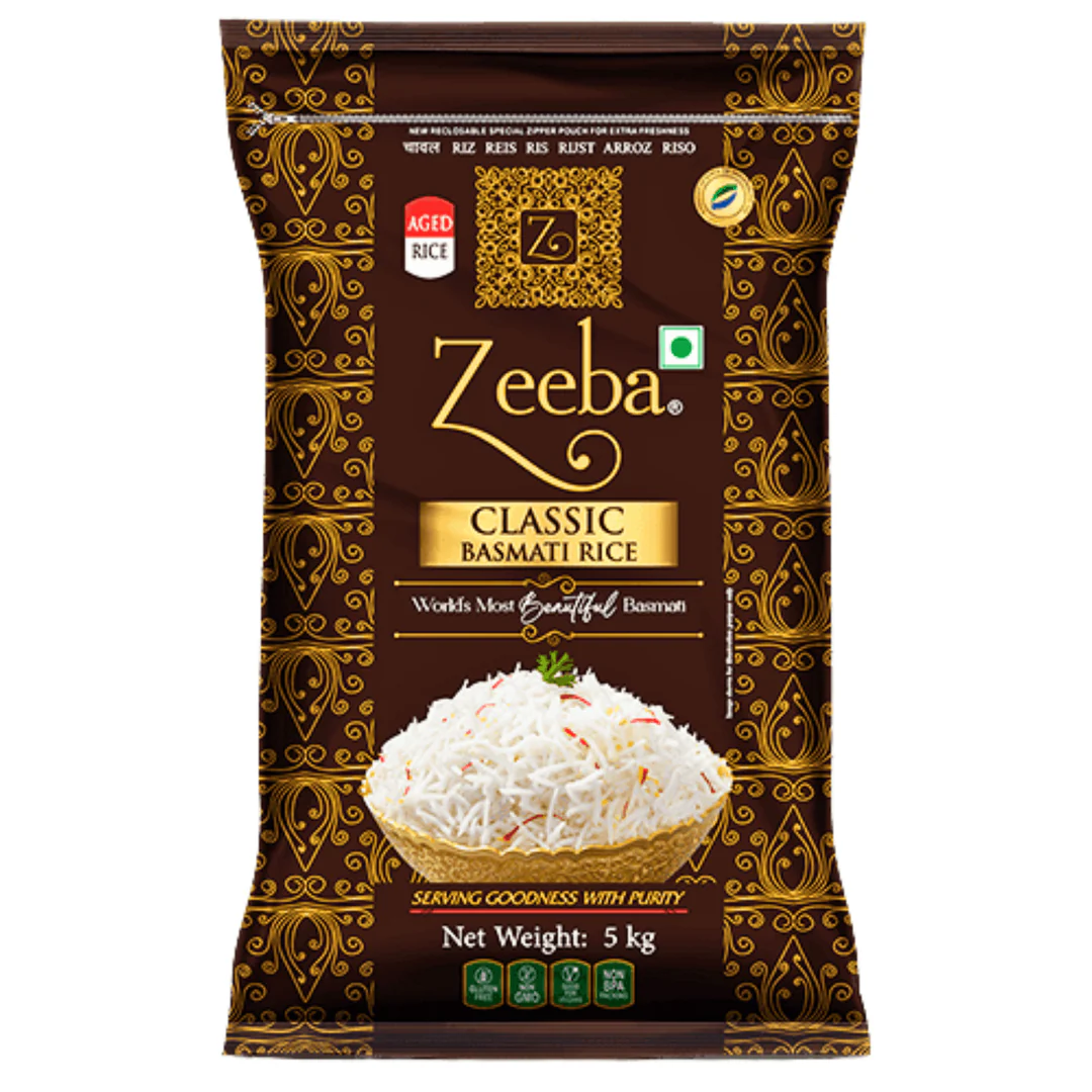 ZEEBA クラシックバスマティライス 5kg|極上の香りと長粒・インド産プレミアム米 - Premium Halal Food Product