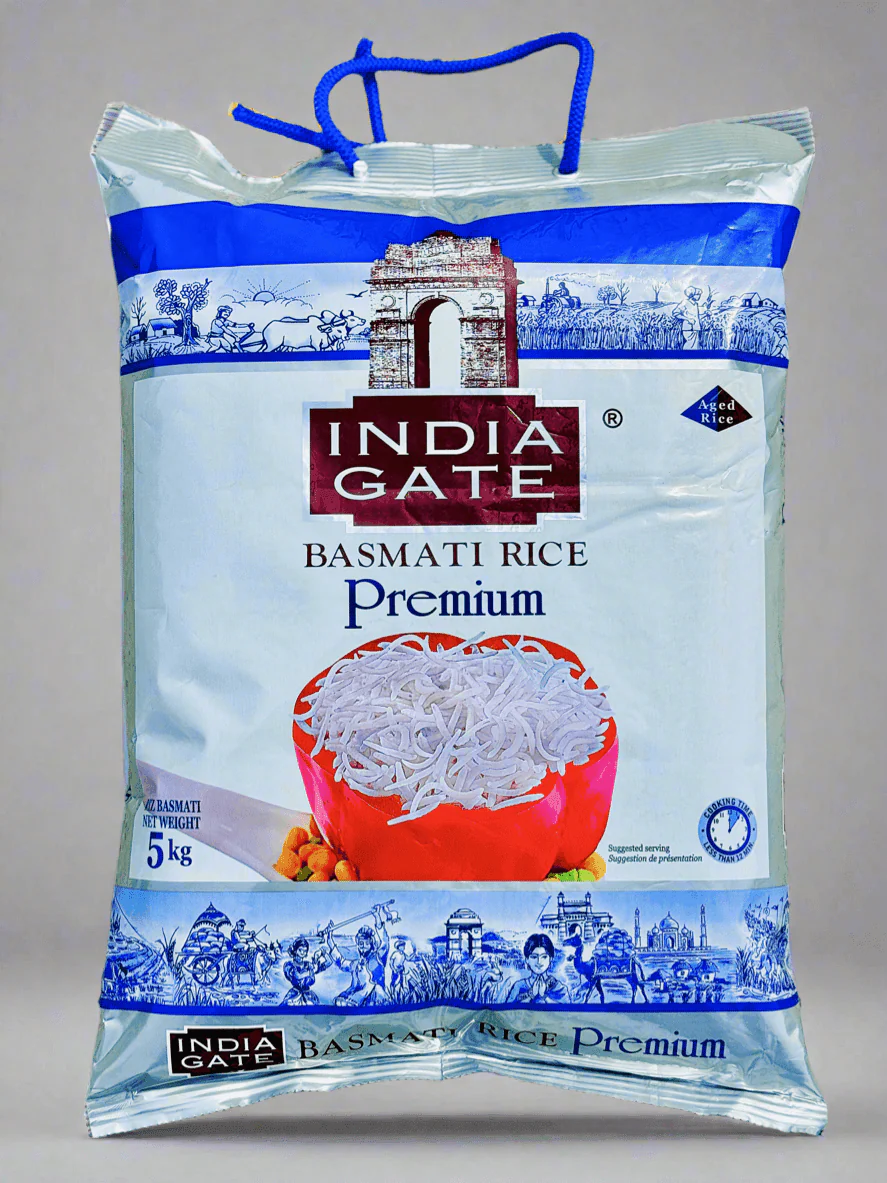India Gate Basmati Rice Premium 5kg – Aged Aromatic Long Grain Rice | インディアゲート高級バスマティライス5kg - Premium Halal Food Product