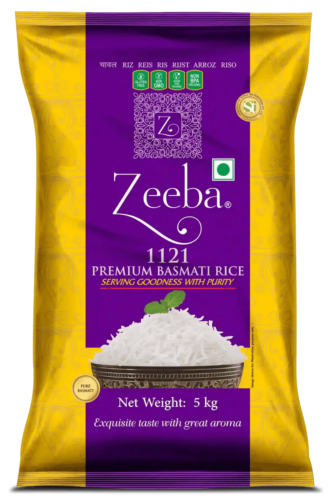Zeeba Premium Basmati Rice 5kg – Aromatic Extra Long Grain Aged Rice | ジーバ高級バスマティライス 5kg - Premium Halal Food Product