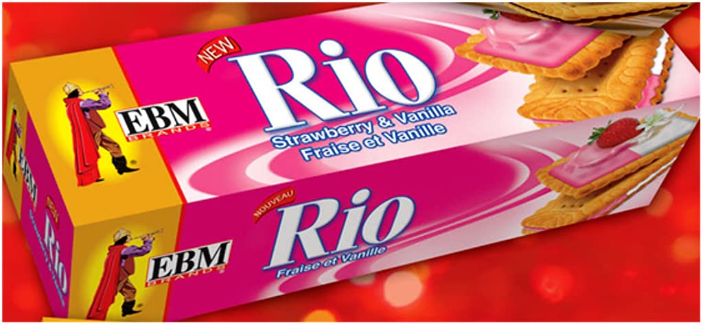 EBM RIO Strawberry & Vanilla Cream Biscuits | EBM リオ ストロベリー&バニラクリームビスケット - Premium Halal Food Product