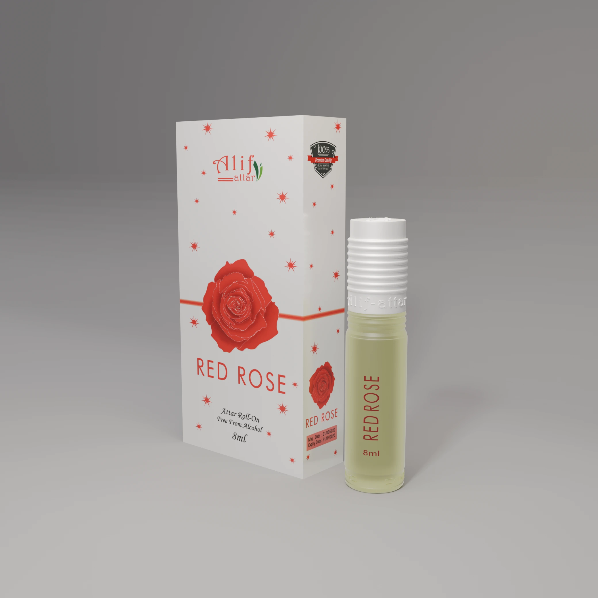 Red Rose Attar 8ml – Premium Natural Perfume Oil - Premium Halal Food Product