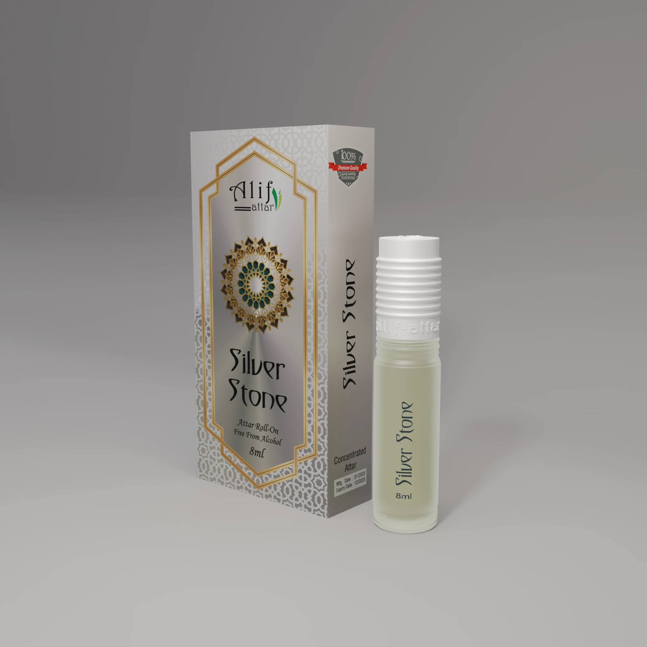 Silver Stone Attar 8ml – Premium Natural Perfume Oil - Premium Halal Food Product